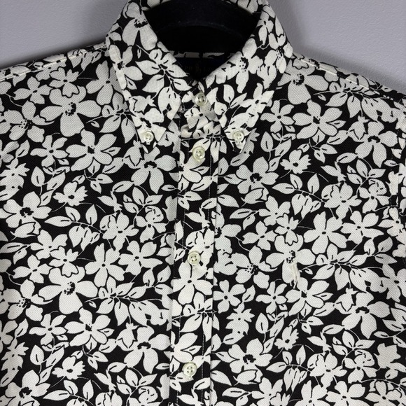 Ralph Lauren Tops - Ralph Lauren Women's Small Brown Knit Oxford Floral Long Sleeve Dress Shirt